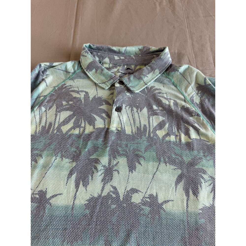 Tommy Bahama Polo Shirt 3XL Island Zone Palm Trees‎ Water Green Hawaiian Golf